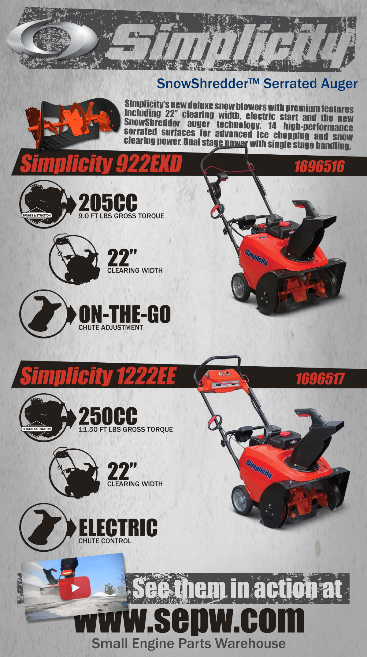 Simplicity SnowShredder snowblowers